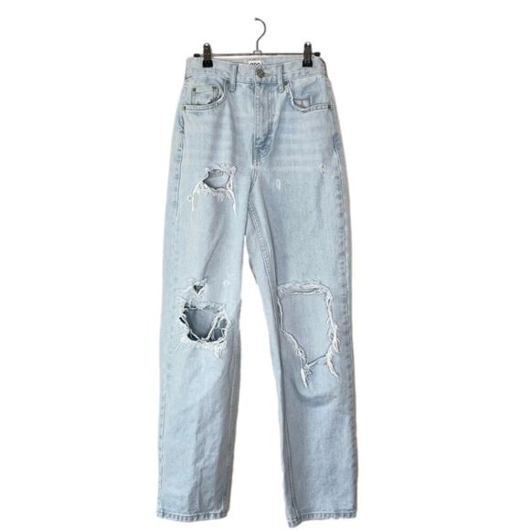 BDG Urban Outfitters High Rise Distressed Straight Jeans 26 Light Wash #AM - Picture 2 of 9